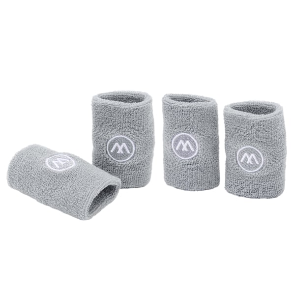 2 par handledssvettband Sport Basket Svettabsorberande armband Polyester Bomull Atletisk svettband för män Dam Grå