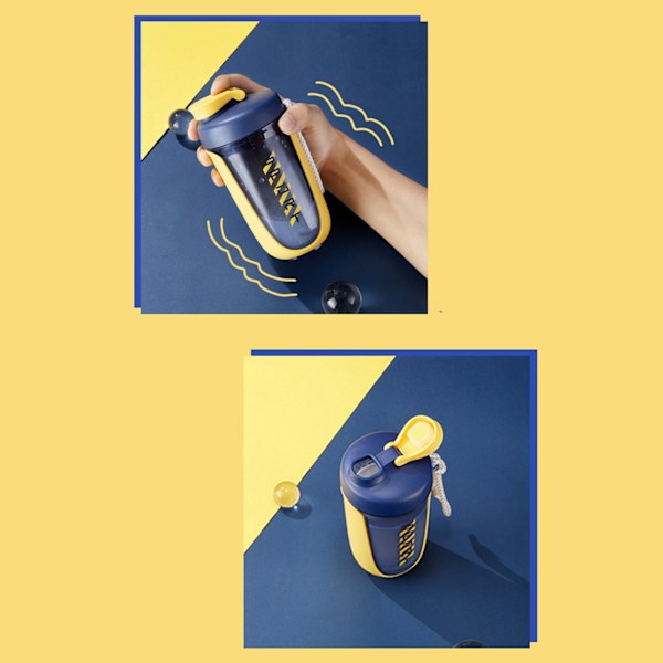590ml Fitness Sport Vattenflaska Läcksäker Shaker Cup Dricksflaska för utomhusaktiviteter Gul