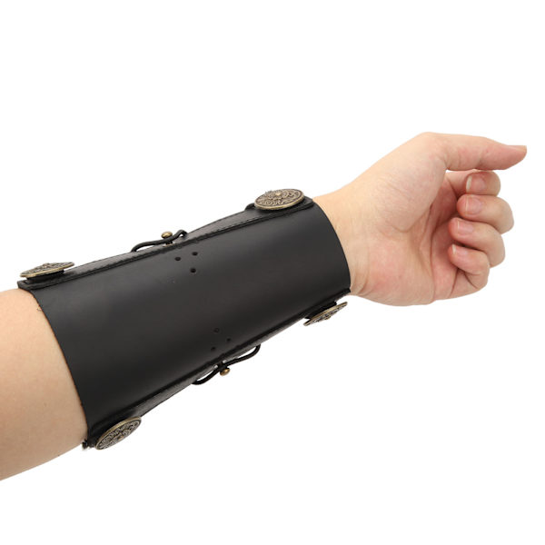 Bågskytte Arm Guard Justerbar rem Andra Kohud Arm Skyddsdyna för utomhusskytte Jakt Svart