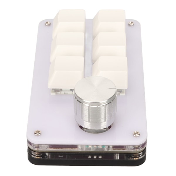 6-knapps Mini Keypad med Vred RGB-ljus Blå Switch Trådbunden Anslutning Plug and Play DIY Programmerbar Enhands Mekanisk Keypad Vit