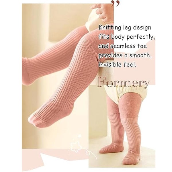 3 stk. Baby Leggings Kabelstrikkede Leggings Ensfarget Hel Fot Baby Jente Bomulls Leggings Egnet for Nyfødte Babyjenter S
