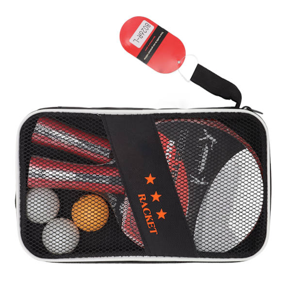 Pingpong Paddle Ball Set 2 stk Bordtennisracketer 3 stk Baller Tre Gummi Myk svampracket for trening Øving Rød