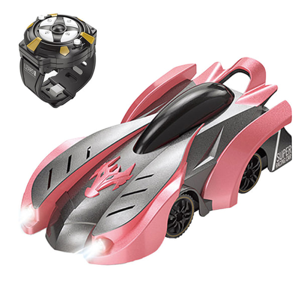 Trådløs fjernkontroll leketøy 2,4 GHz fjernkontroll racerbil barnefjernkontroll elektrisk lekebil veggklatre billeke (rosa)
