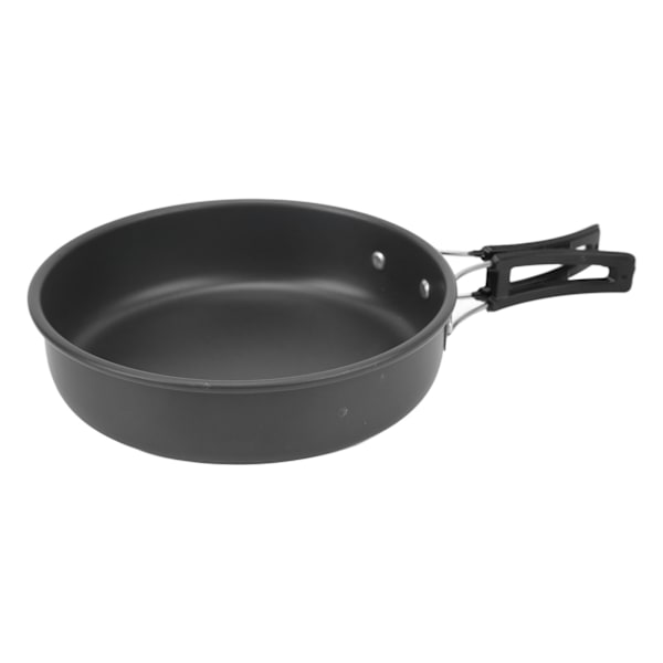 Camping Köksredskap Mess Kit Bärbar Camping Matlagning Set för Backpacking Pot Pan Tekanna Vikbar Gaffel Kniv Sked Kit Svart