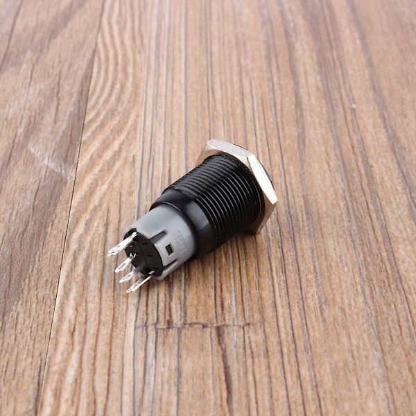 12V 3A 16mm Vattentät Biltryckknapp med LED-lampa På/Av-Låsning