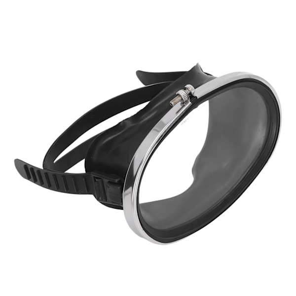 Gratis dykarglasögon HD härdat glas PVC oval form Anti-dimma Enkellins Scuba Goggles for Fisherman Black L