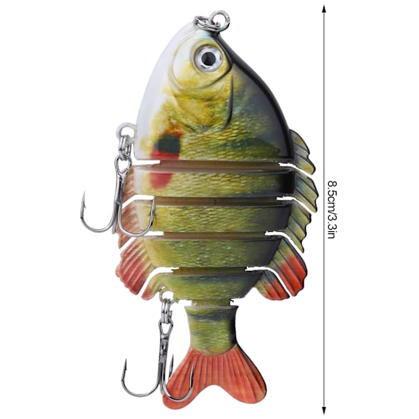 Bionic Multiple Segments Bete Fish Lure Tilapia Shape med Diskantkrok Fiskeredskap 8,5cm3#