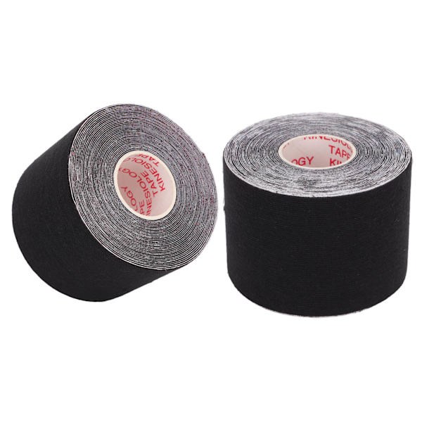 2 stk. Atletisk Kinesiologi Tape 5 cm Bredde 5 m Længde Muskel Sticker Beskytter til Fitness Badminton Sort