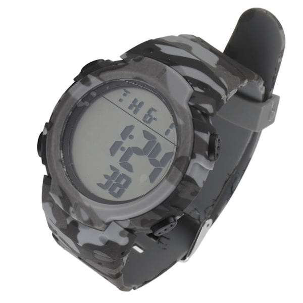 Digital Display Herre Sports Elektronisk Ur Vandtæt Multifunktion Udendørs Natlampe Sportsur Camouflage Grå