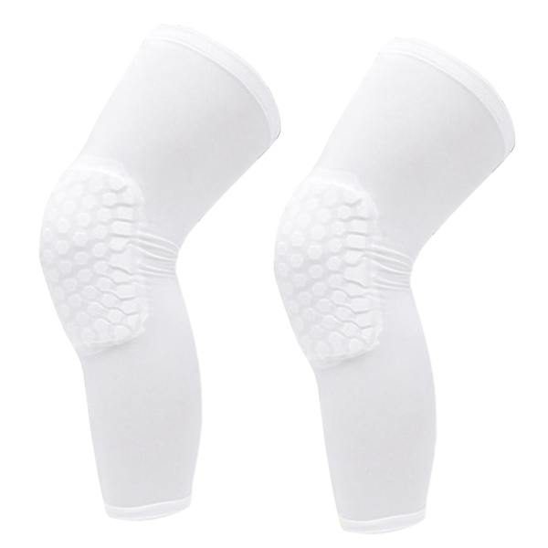 2 KPL Polvituki unisex pidennetty hunajakennon törmäyssuoja kompressio polvihiha koripalloon Valkoinen L 175-185 cm pituudelle