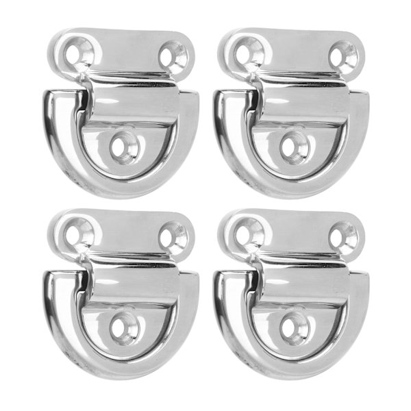 4 sæt Marine Grade Foldbar Pad Eye 316 Rustfrit stål Marine 8MM D-formede forbindelsesringe Foldbare Pad Eye Kroge