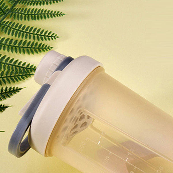 Sportvattenflaska Plast Transparent Bärbar Frosted Shaker Cup med Blender 600ml Gul 600ml