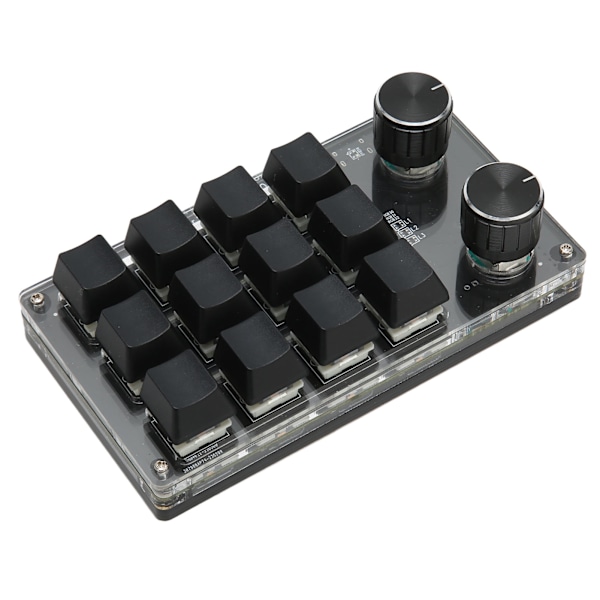 Mini Tastatur 1 Hånds Mekanisk Tastatur Kablet USB Programmerbar Makro 12 Taster 2 Knotter RGB Lys Blå Bryter PC Universal
