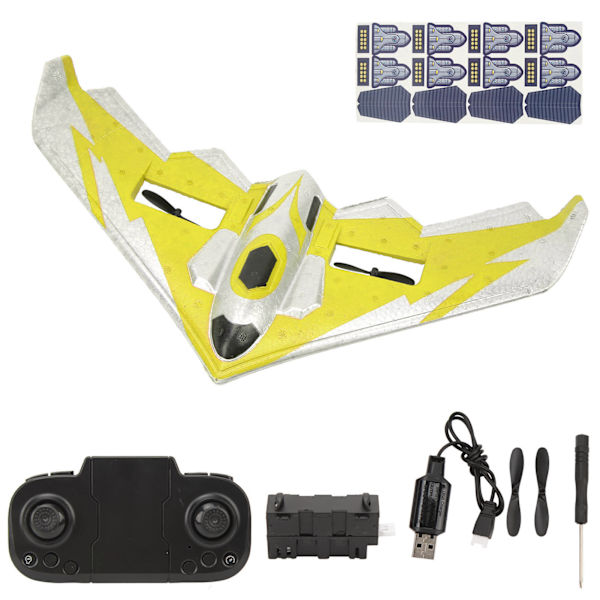RC Plane Kit Glider Fjärrkontroll Flygplan EPP Foam Flygplan med LED-ljus för nybörjare Vuxna Barn Gul 1 Batteri