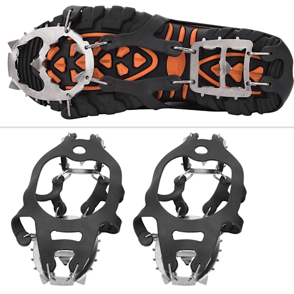 1 par 18 tænder Anti-slip Ice Cleat Skovgreb Spikes Crampons Stegjern til Sne Jord Vandring KlatringM