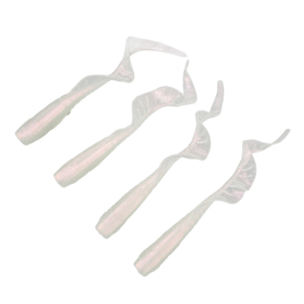 4 stk Fiskesluk Simulering Fiskeagn Naturtro PVC for ferskvannsbass Mandarin Fisk Hvit