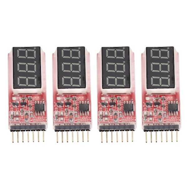 4st batterimonitor Batterispänningsmätare Digital batterikapacitetsindikator för 7.4V-22.2V 2S-6S litiumbatteri