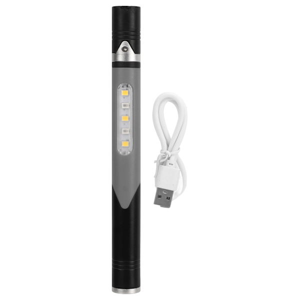 LED Penlight 3 Ljuskälla 4 Ljusutrustning USB Laddning IPX4 Vattentät Bärbar Pen Lampa med Pennklämma för Doctor Nurse Grey