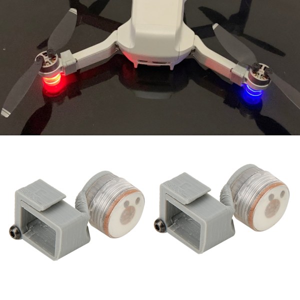 2 stk. Nattflyvning LED Signallampe Advarselslys Passer til Mavic Mini RC Drone Grå