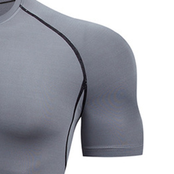 Cool Dry Kortärmade Compression Skjortor Sport T-shirts Toppar Atletisk träningströja Grå M
