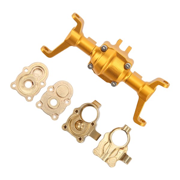 Framaxelhus Styrkopp CNC RC bil metall framaxelhus Set för FMS för Xiaoqi FCX24 1/24 Half RC Car Gold
