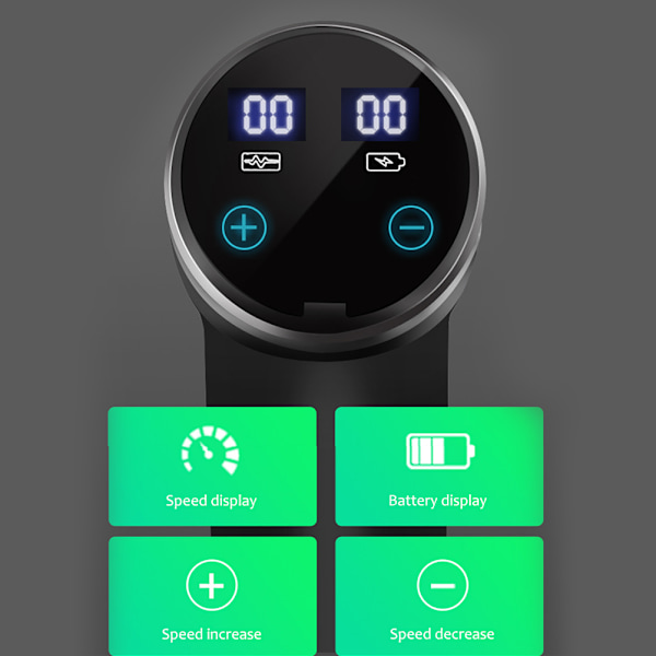 Muskelmassasjepistol - 6 hoder, 30 hastigheter, LCD-skjerm, dyp avslapning, fasciamassasje, vektreduksjon, fitness