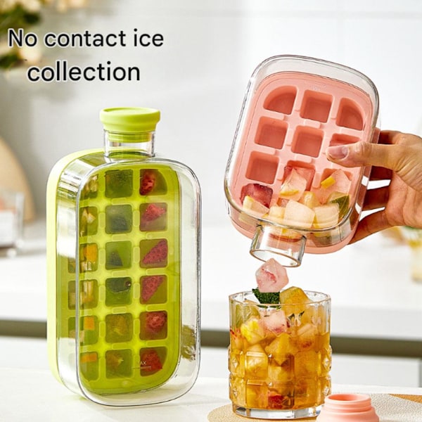 2-in-1 jääpalamuotti, jääpala-astia, kosketusvapaa silikoninen jääpalamuotti, kotitekoinen jääpala-artefakti pink 800ml