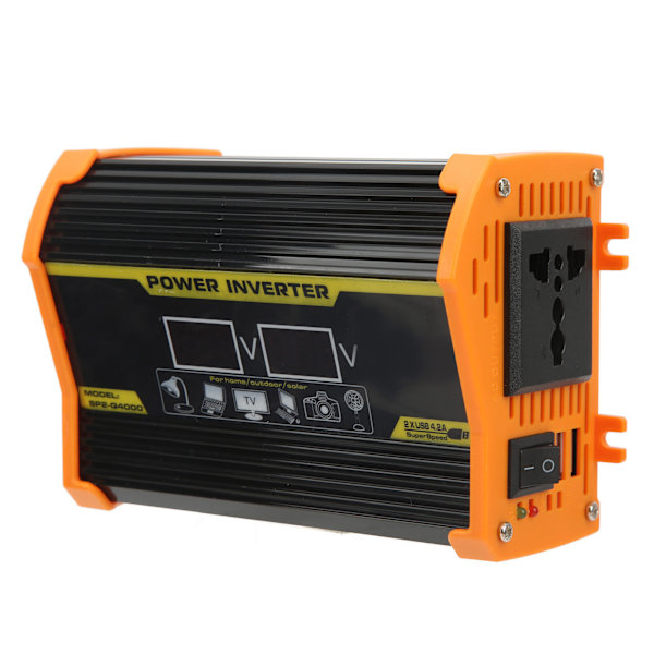 Modifisert sinusbølgeomformer 300W bilstrømomformer DC 12V til 220V AC-omformer med dobbel USB-spenningsskjerm Svart