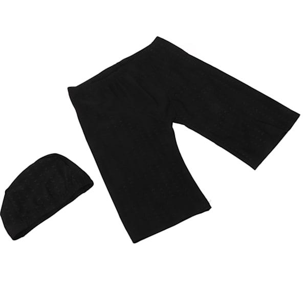Badshorts och keps för män Vattentät justerbar midjerem Snabbtorkande simbyxor Svart XL
