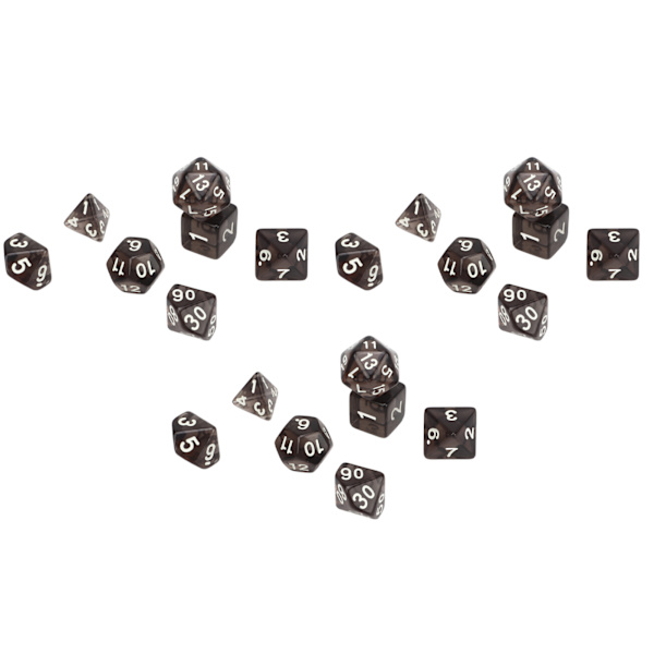 21 stk. Flerfacetteret terningesæt Vandtæt Sikkert Praktisk Puslespil Brætspil Polyhedral Terningesæt Gennemsigtig Sort