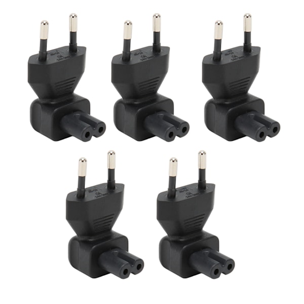 5 stk. EU-stik til IEC320 C7 strømadapter EU-stik han til IEC320 C7 hun strømstikadapter Albuekonnektor EU-stik 125‑250V