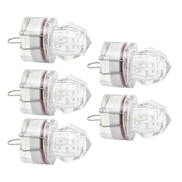 5 stk Fiskesluklys Diamantform LED-korrosjonsbestandighet Autoåpning Blinkende basesluklys Hvit