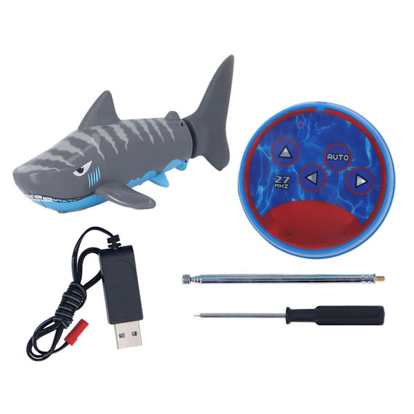 Minifjernkontroll Toy Shark Elektrisk RC Hai Bassenleke for Barn over 6 år Grå