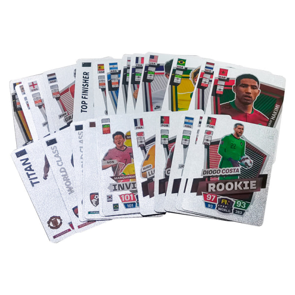 55 sjældne fodboldkort i sølv, lyse farver, stjernekort, fødselsdagsgaver til børn og teenagere