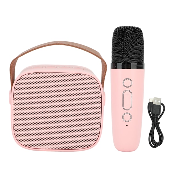 Mini karaokemaskin med trådlös mikrofon Bärbar Bluetooth-högtalare för barn Vuxna Rosa