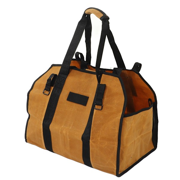 Vedbärarväska Wet Wax Canvas Dual Use Log Tote Utomhus Vattentät Wood Carrier Bag Clay Color