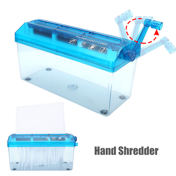 Konfidensiell håndshredder - Mini Desktop Manuell A4 Kontorverktøy