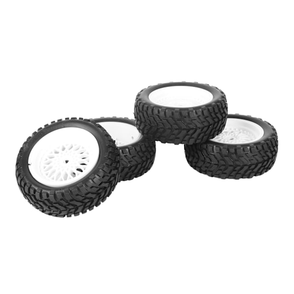 4 stk. RC hjuldæk Plast Gummi Slidstærk Stabil Bedre vejgreb 1/10 Gummi Hjul Dæk til 1/10 Racing Car Hvid