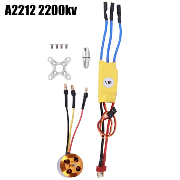 Høytytende gul A2212 børsteløs motor med 30A ESC for fjernstyrte droner