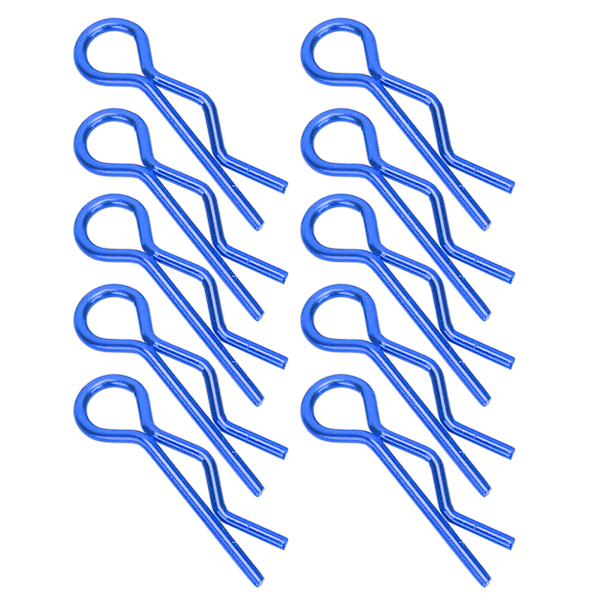 RC Car Body Clips - 10-pack metall R-Shape stift för 1/5 1/6 1/8 1/10 RC bilar (blå)