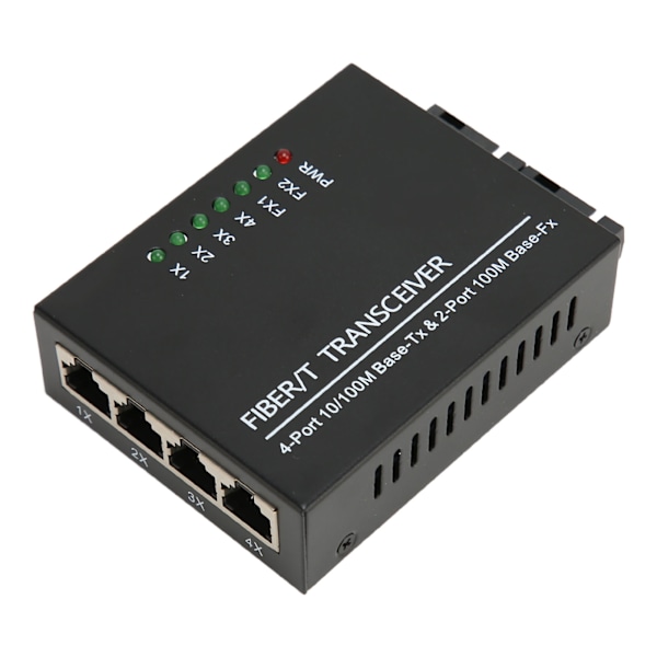 Fiber Transceiver Tx1310nm/Rx1550nm Enkeltfiber Enkeltmodus RJ45 Port Optisk Transceiver 100‑240V EU-kontakt