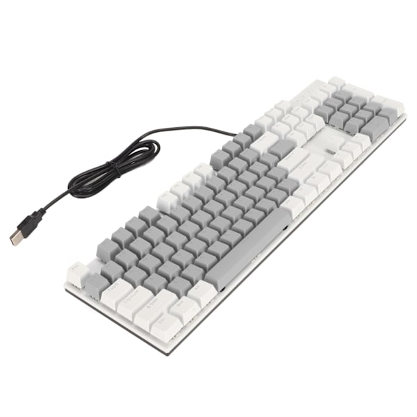 104 Tangenters Mekaniskt Gamingtangentbord 28 Bakgrundsbelysningslägen Blå Brytare Plug and Play RGB Trådbundet Datortangentbord för Windows för Linux Vit Grå