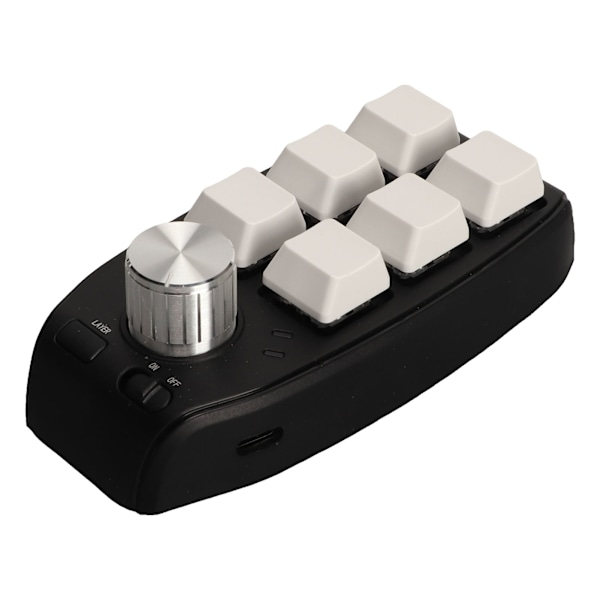 6 Tasters Mini Tastatur med Knott Programmerbar Dobbel Modus Tilkobling Generell Enhånds Mekanisk Tastatur for Gaming Hvit