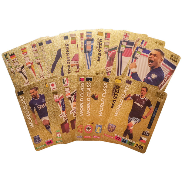 55 sällsynta fotbollsguldkort, ljusa färger, stjärnkort, födelsedagspresenter för barn och tonåringar