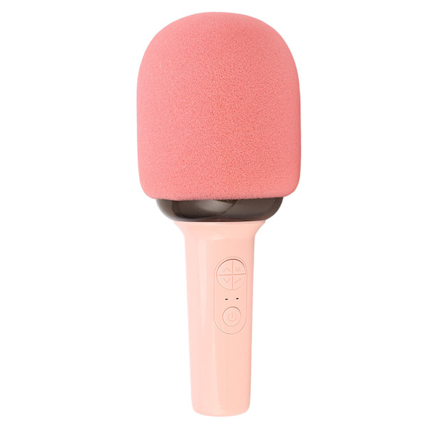 Trådlös Bluetooth-mikrofon HiFi One Piece Portable Handheld Mic-högtalare med 5 Ambient Light Modes för Home Kid Vuxen Rosa