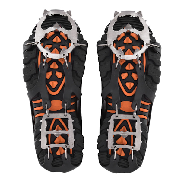 1 par 18 tænder Anti-slip Ice Cleat Skovgreb Spikes Crampons Stegjern til Sne Jord Vandring KlatringM