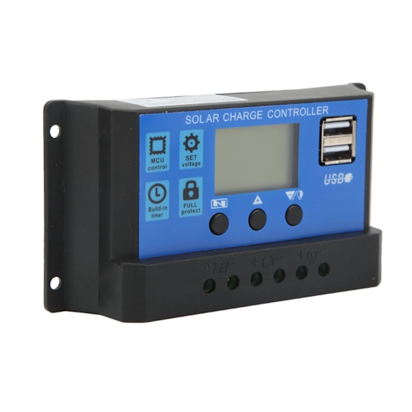 12V 24V Solar Charge Controller USB-port Överladdningsskydd Solpanel Batteriregulator med LCD-skärm 10A