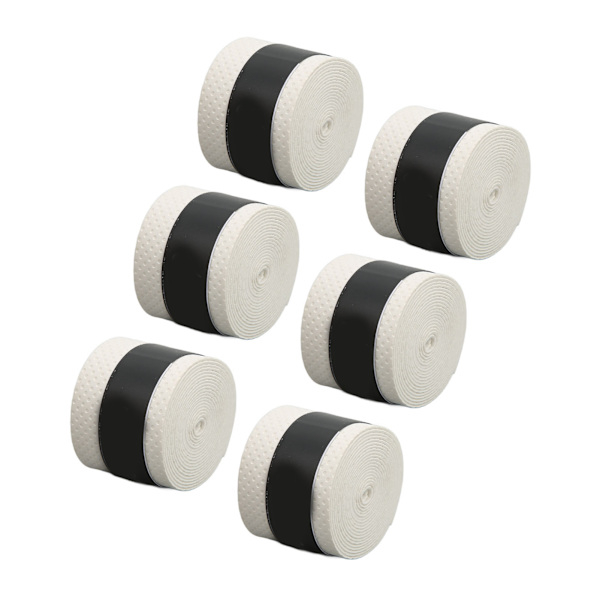 6 stk. tennisracket greb tape PU frostet skridsikker svedabsorberende Badmintonracket tape Sportstilbehør Hvid
