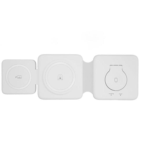 15W Trådlös Laddare Vikbar 3 i 1 Trådlös Laddningsstation Snabb Trådlös Laddningsdyna för iPhone för Galaxy för iWatch SE Vit