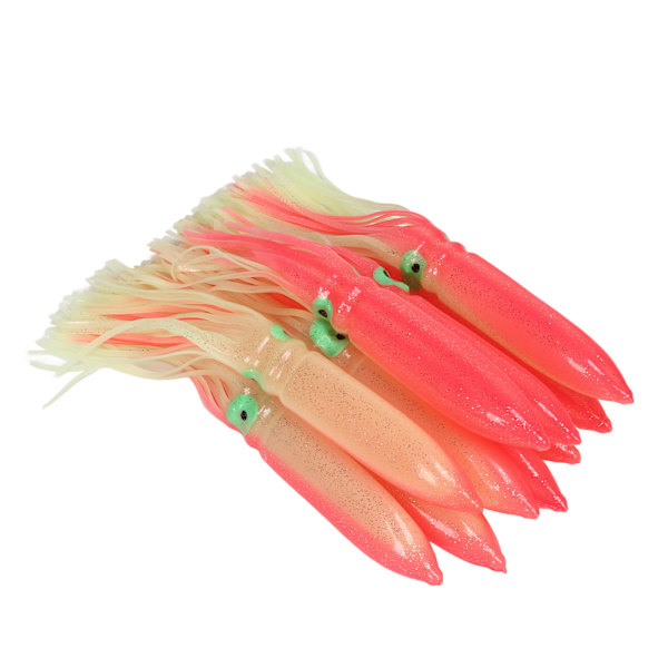 10 st Squid Lure 30cm Silikon Naturtrogen Lysande Squid Kjol Fiskebete med Krok Rosa